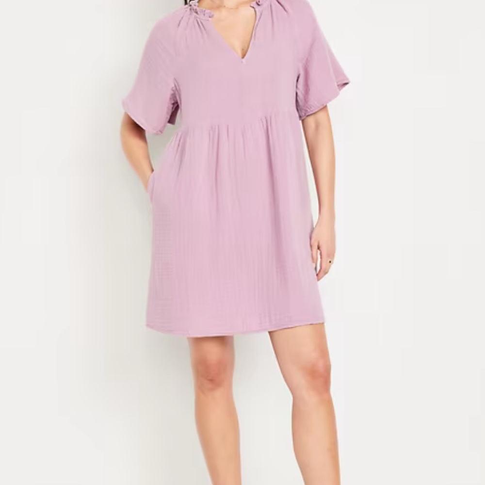 Old Navy split-neck gauze  Mauve Short Sleeve Dress